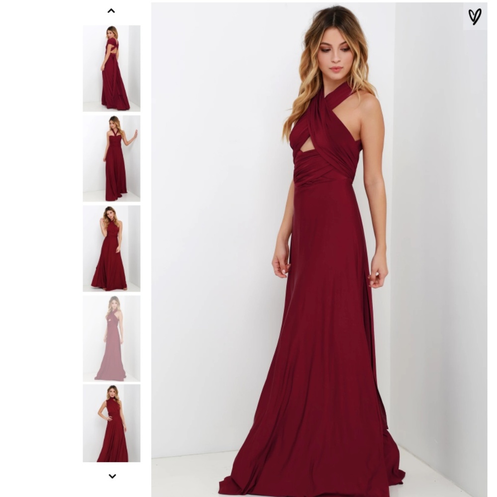 Lulus CONVERTIBLE BURGUNDY MAXI DRESS
